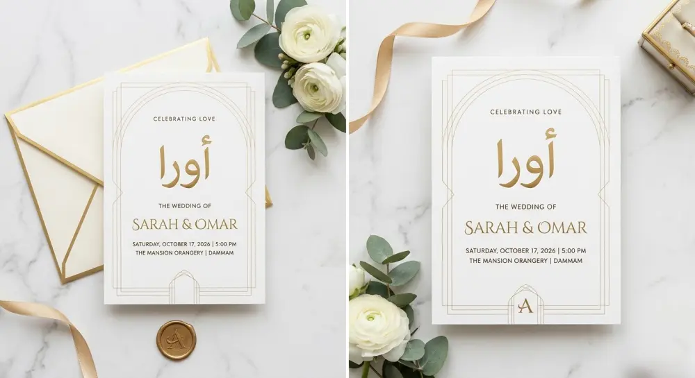 أصمم لك دعوة زفاف أنيقة وجذابة حسب ذوقك