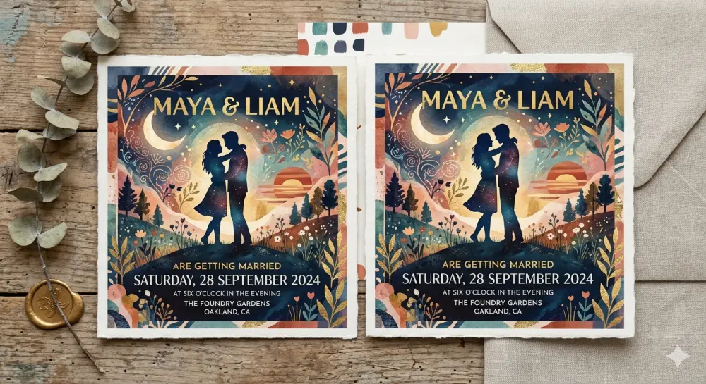 أصمم لك دعوة زفاف أنيقة وجذابة حسب ذوقك