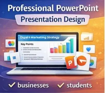 تصميم عرض باوربوينت احترافي وجذاب لأي مشروع أو عرض تقديمي