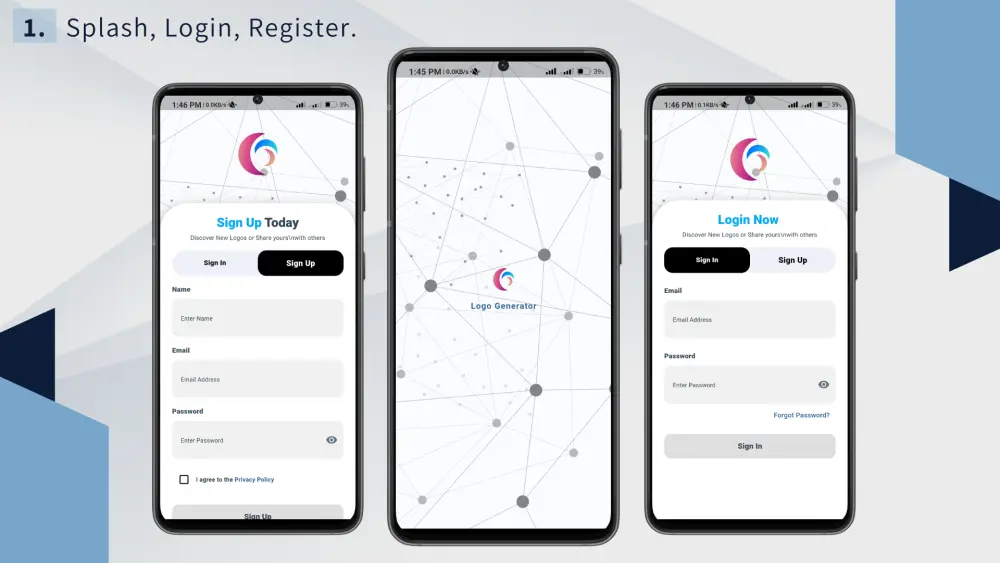 نظام إنشاء الشعارات كامل | تطبيق Flutter للموبايل + Desktop + Backend بسعر 500$