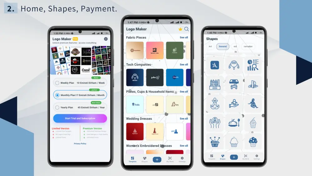 نظام إنشاء الشعارات كامل | تطبيق Flutter للموبايل + Desktop + Backend بسعر 500$