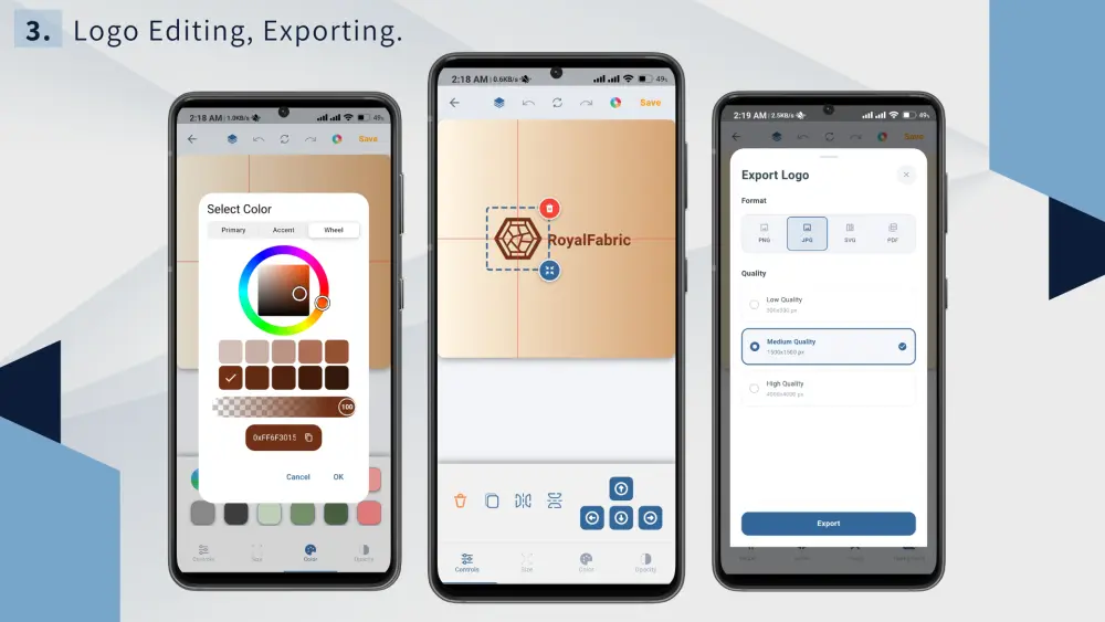 نظام إنشاء الشعارات كامل | تطبيق Flutter للموبايل + Desktop + Backend بسعر 500$