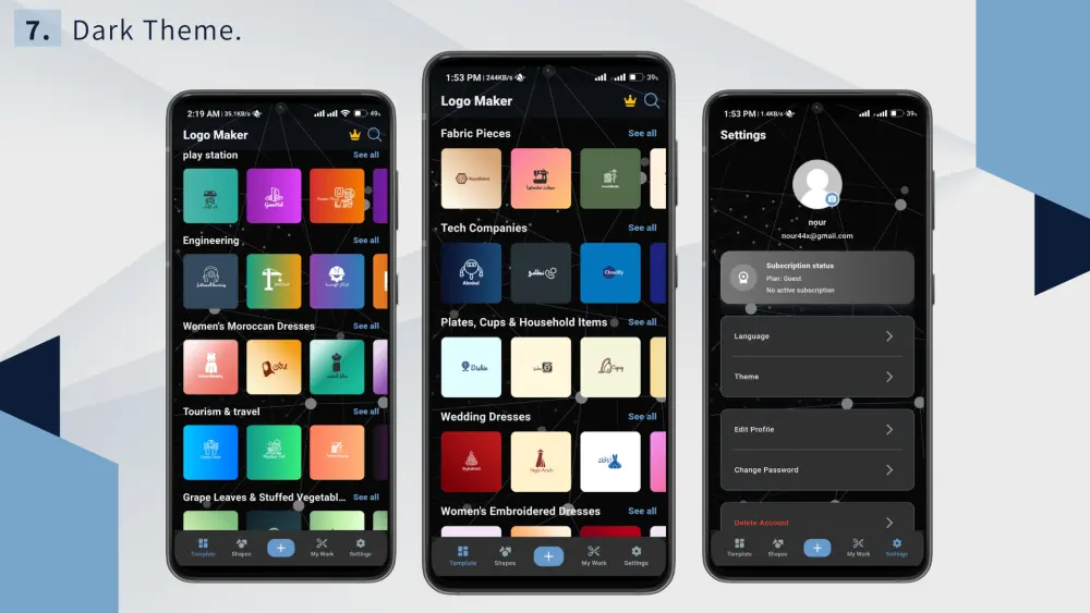 نظام إنشاء الشعارات كامل | تطبيق Flutter للموبايل + Desktop + Backend بسعر 500$