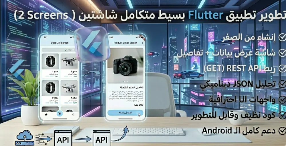 تطوير تطبيق Flutter مع ربط API