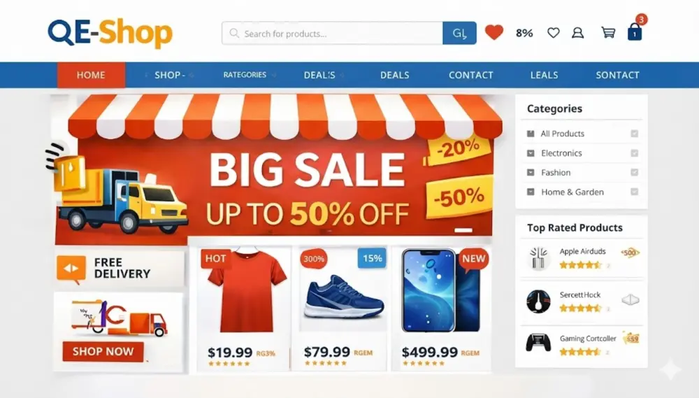 تصميم متجر الكتروني احترافي ومتجاوب مع جميع الاجهزة