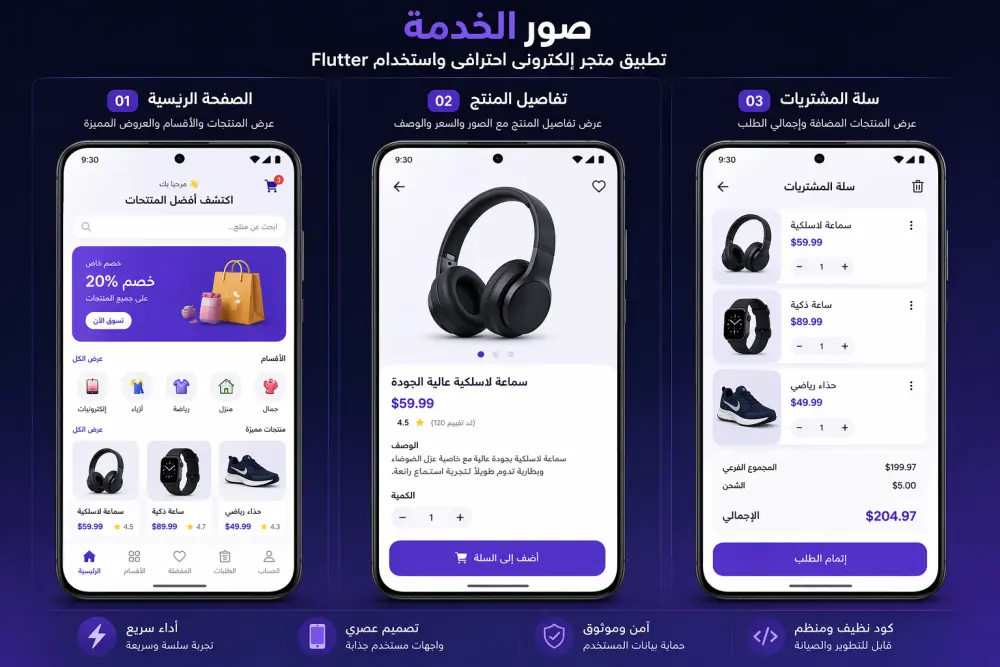 تصميم تطبيق متجر إلكتروني باستخدام Flutter وFirebase