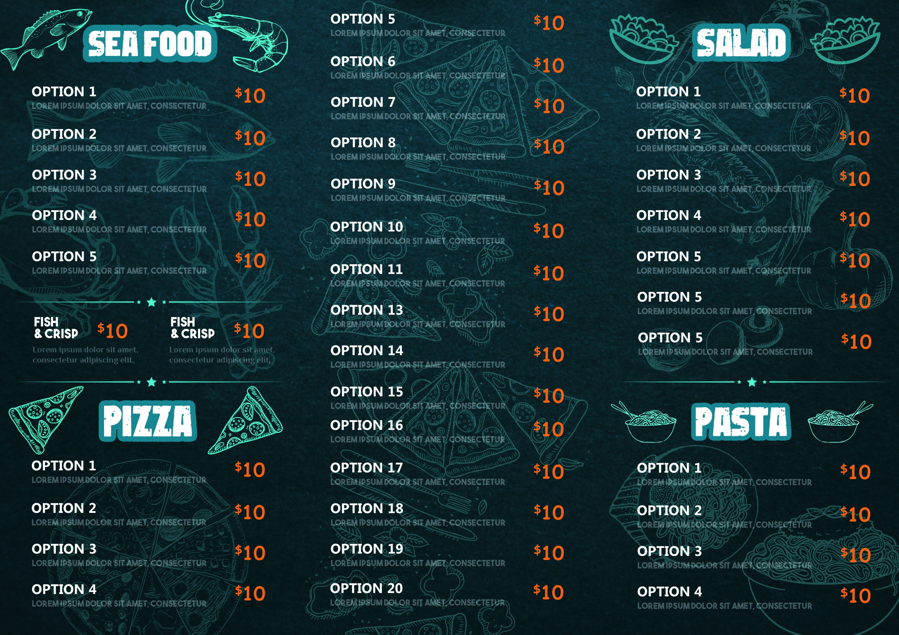 تصميم منيو مطعم  (  Restaurant Menu )