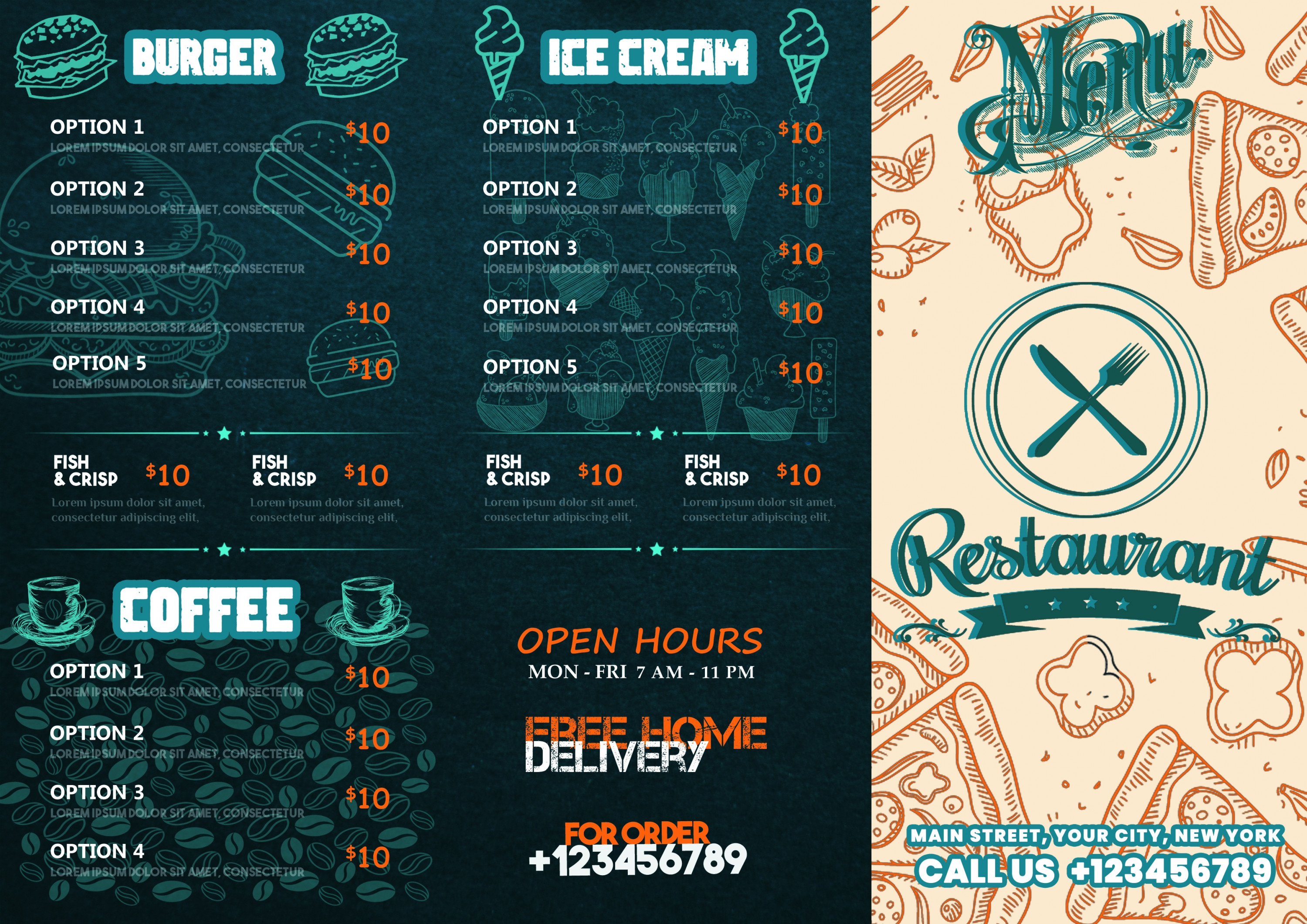 تصميم منيو مطعم  (  Restaurant Menu )