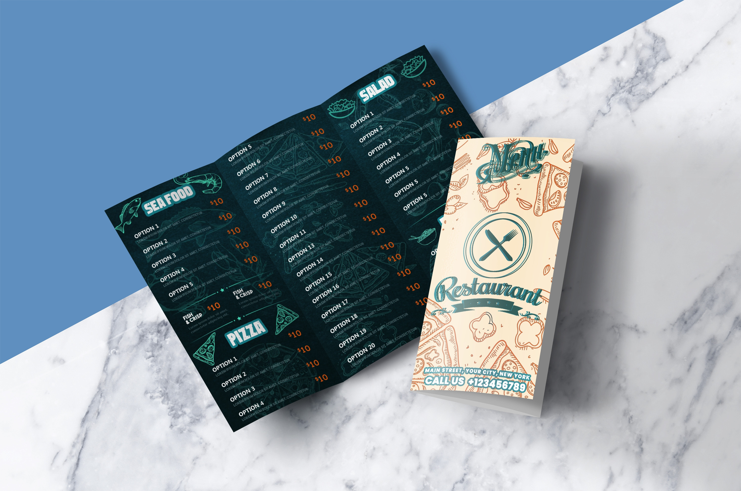 تصميم منيو مطعم  (  Restaurant Menu )