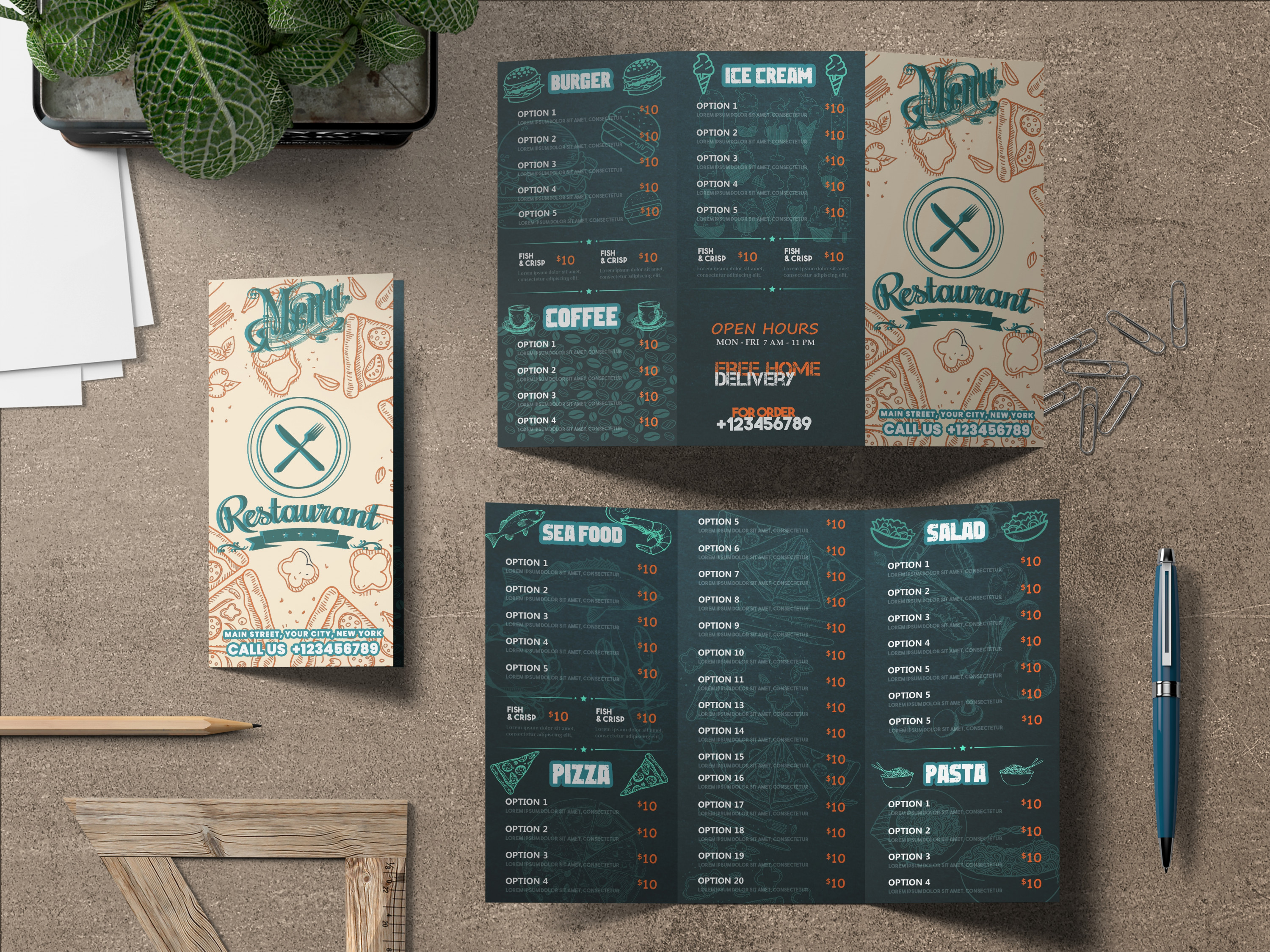 تصميم منيو مطعم  (  Restaurant Menu )