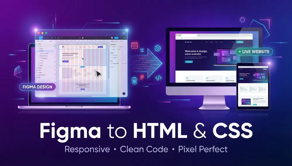 تحويل تصميم Figma إلى موقع HTML, CSS