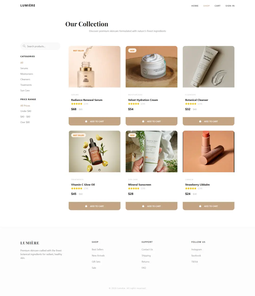 تصميم موقع سكين كير احترافي UI/UX مودرن ومتجاوب بالكامل