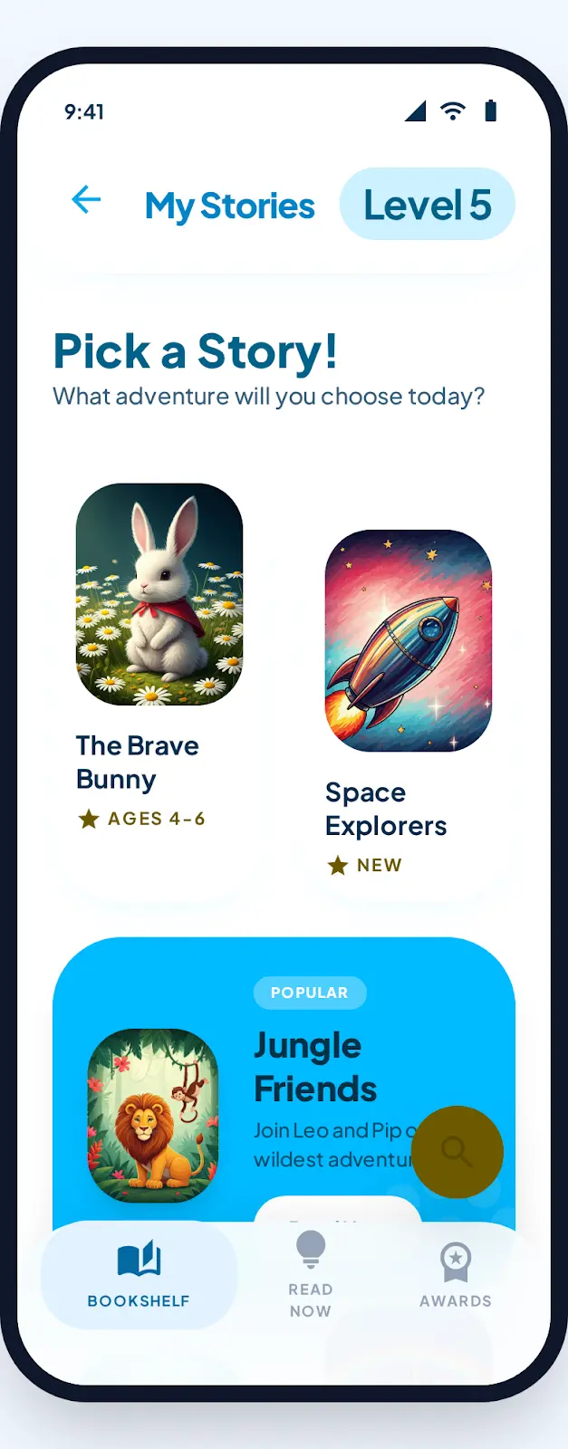 تصميم وتطوير احترافي لتطبيق قصص أطفال تفاعلي (Story App) جذاب وآمن للأطفال