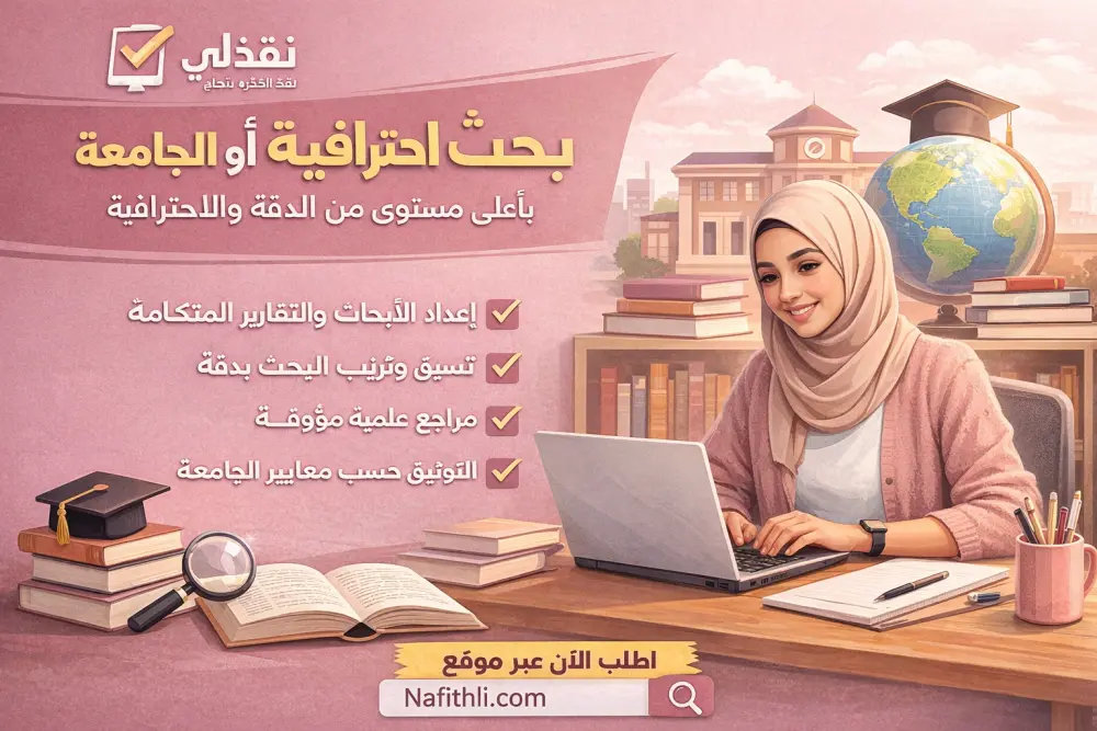 عمل بحث احترافي باللغة العربية للمدرسة أو الجامعة