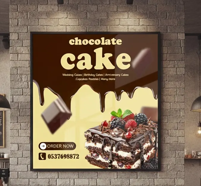 تصميم بوستر إعلاني احترافي للحلويات والكافيهات