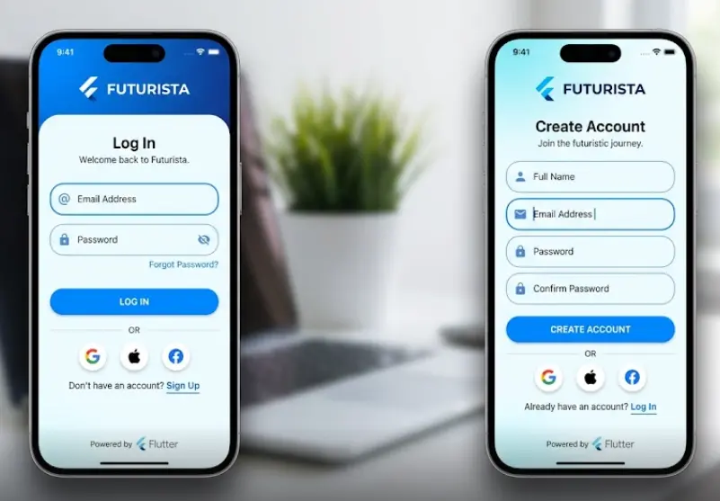 تصميم صفحات Login و Signup احترافية باستخدام Flutter لتطبيقات الموبايل