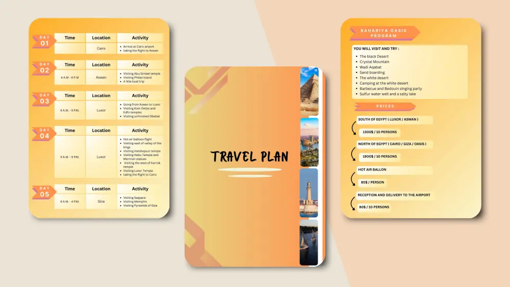 تصميم دليل وبرنامج رحلة منظم و جذاب