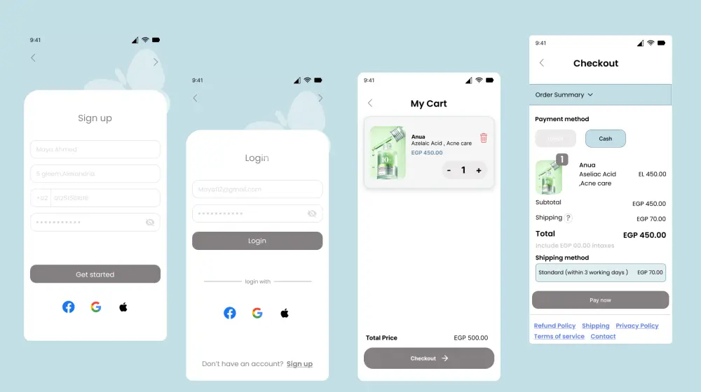 تصميم تطبيق E- Commerce موبايل  UI UX جذاب