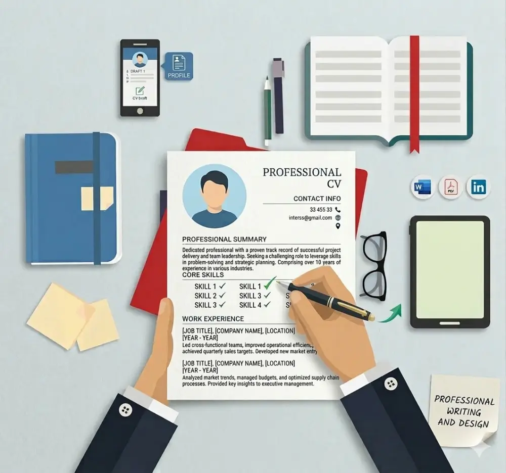 حوّل خبراتك إلى قصة نجاح: كتابة وتصميم CV احترافي