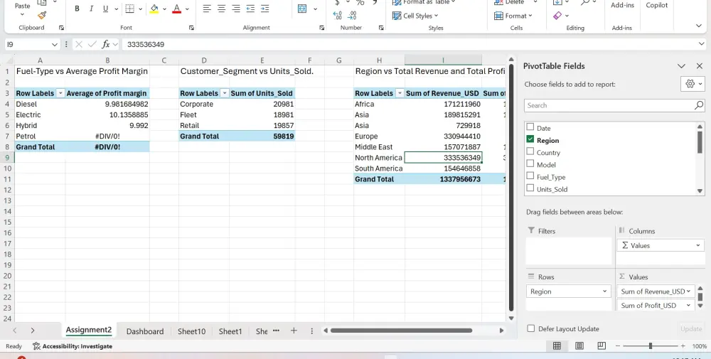 تصميم لوحة معلومات على برنامج Microsoft Excel