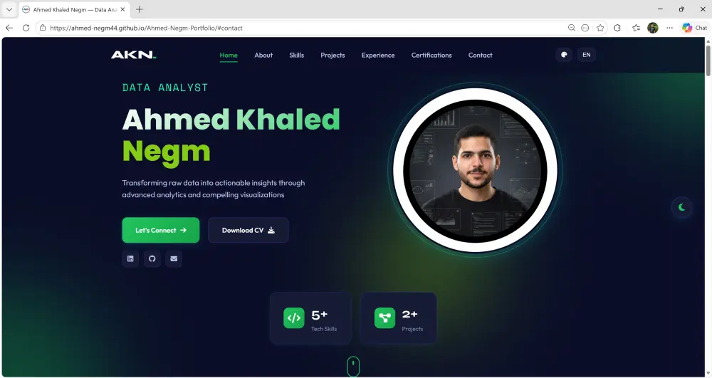 تصميم موقع بورتفوليو احترافي ومتجاوب للمبرمجين والطلاب
