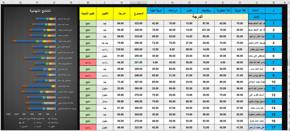 انشاء و تنسيق جداول الاكسيل أحترافى لحساب (مرتبات ،مصروفات تسويق شركات،نتائج طلاب )