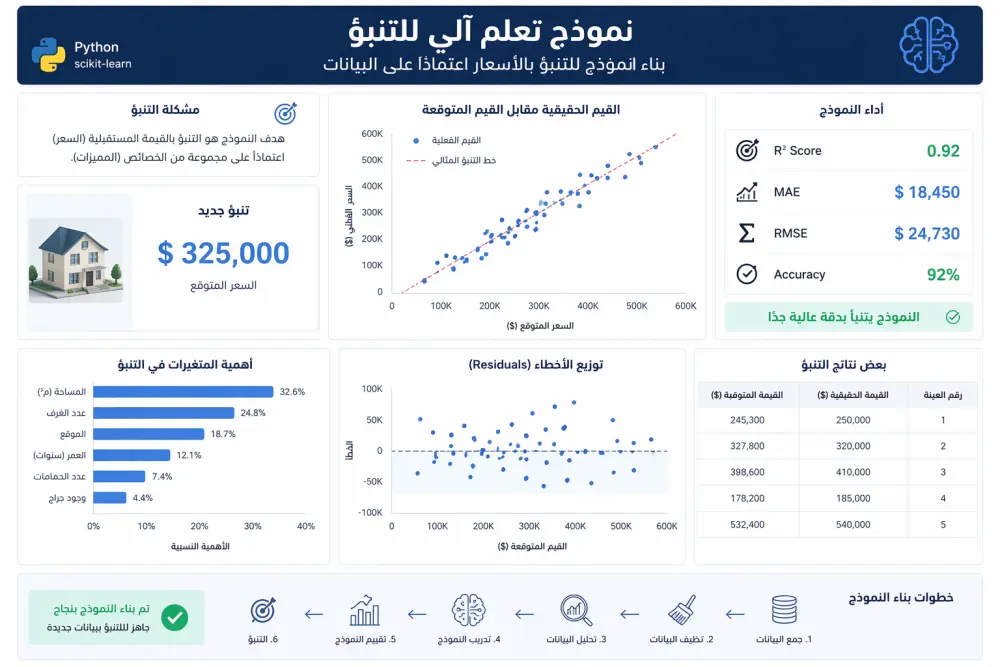 بناء نموذج Machine Learning للتنبؤ (Classification أو Regression)