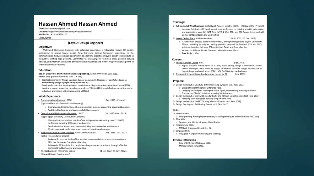 كتابة وتصميم سيرة ذاتية احترافية متوافقة مع نظام ATS