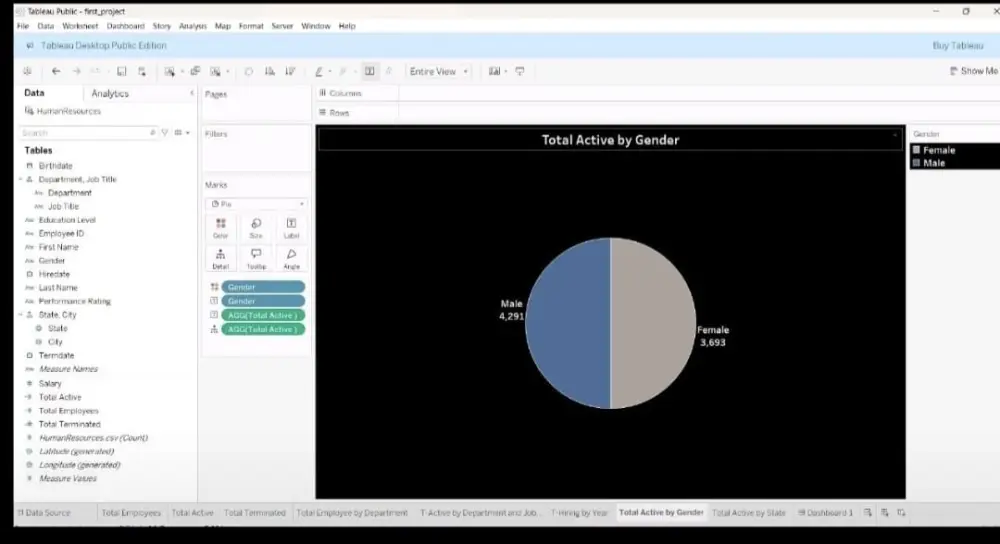 سأقوم بتصميم لوحة تحكم تفاعلية للموارد البشرية أو المبيعات أو أي مجال باستخدام Tableau