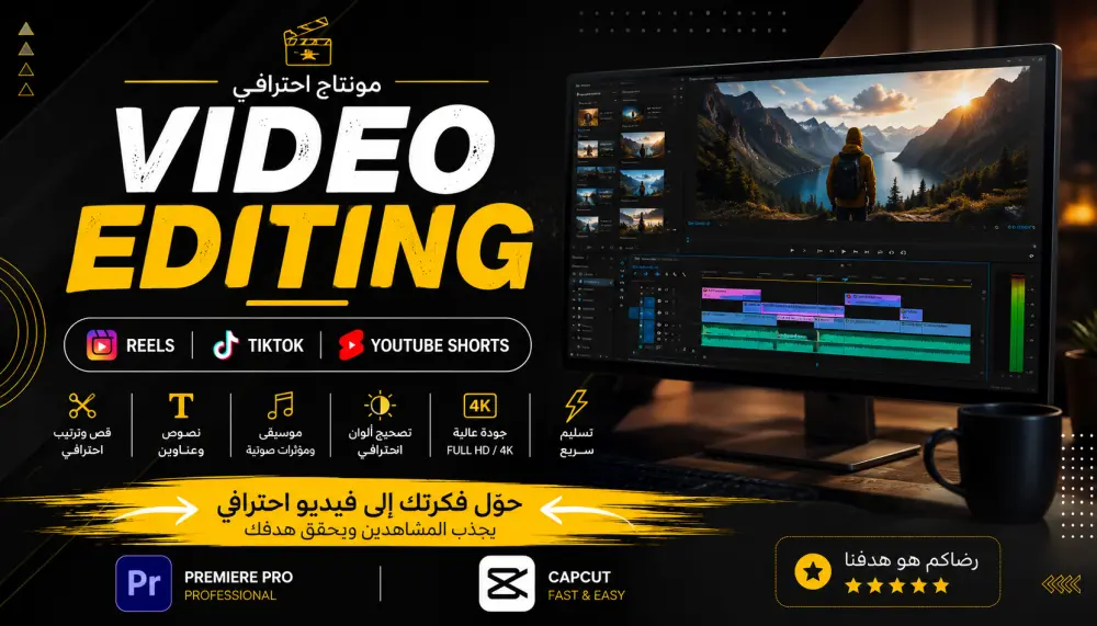 سأقوم بمونتاج فيديو احترافي لريلز وتيك توك ويوتيوب شورتس