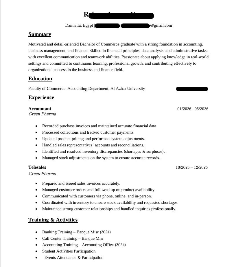 كتابة وتصميم سيرة ذاتية CV متوافقة مع نظام ال ATS