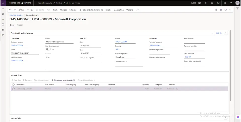 إعداد وتهيئة موديل الحسابات المدينة (AR) في Dynamics 365.