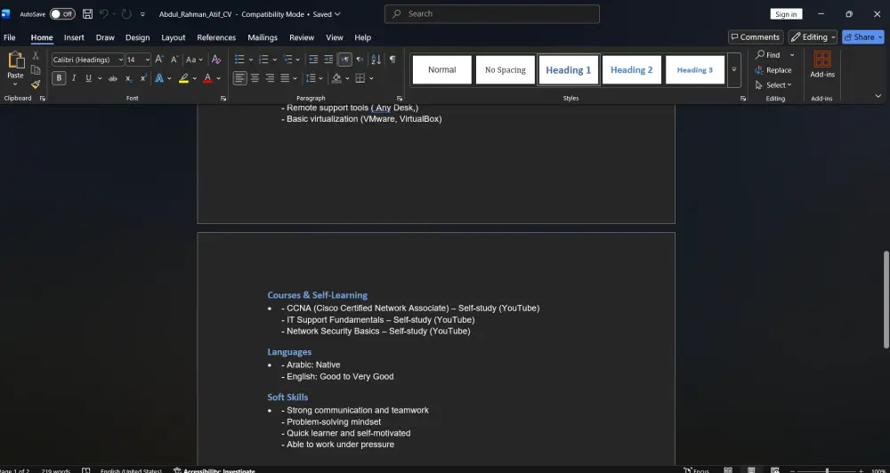 تصميم سيرة ذاتية احترافية CV و Resume بشكل عصري وجذاب لضمان قبولك في الوظائف