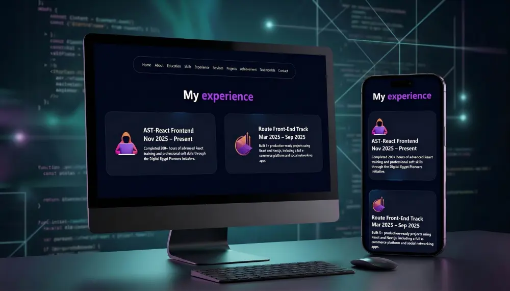 تصميم موقع Portfolio احترافي يبرز أعمالك ويمنحك صورة قوية أمام العملاء