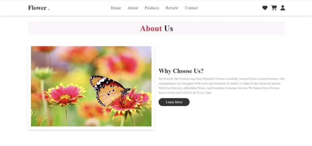 تصميم وتطوير واجهة متجر زهور احترافية (Front-End Project)