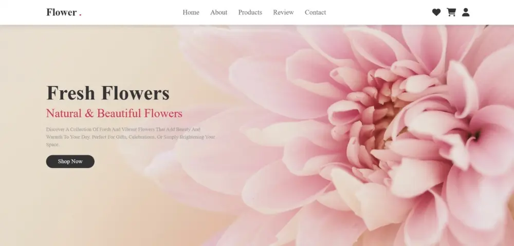 تصميم وتطوير واجهة متجر زهور احترافية (Front-End Project)