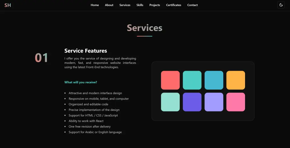 أقدم خدمة تصميم الواجهات الأمامية (Front-End) لمواقع الويب مع ضمان التوافق  مع جميع أحجام الشاشات.