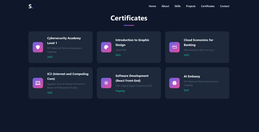 تصميم بورتفوليو (Portfolio) شخصى احترافى بأستخدام HTML , CSS & JS
