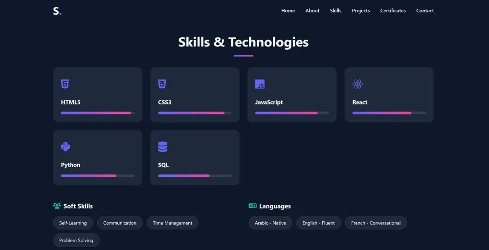 تصميم بورتفوليو (Portfolio) شخصى احترافى بأستخدام HTML , CSS & JS