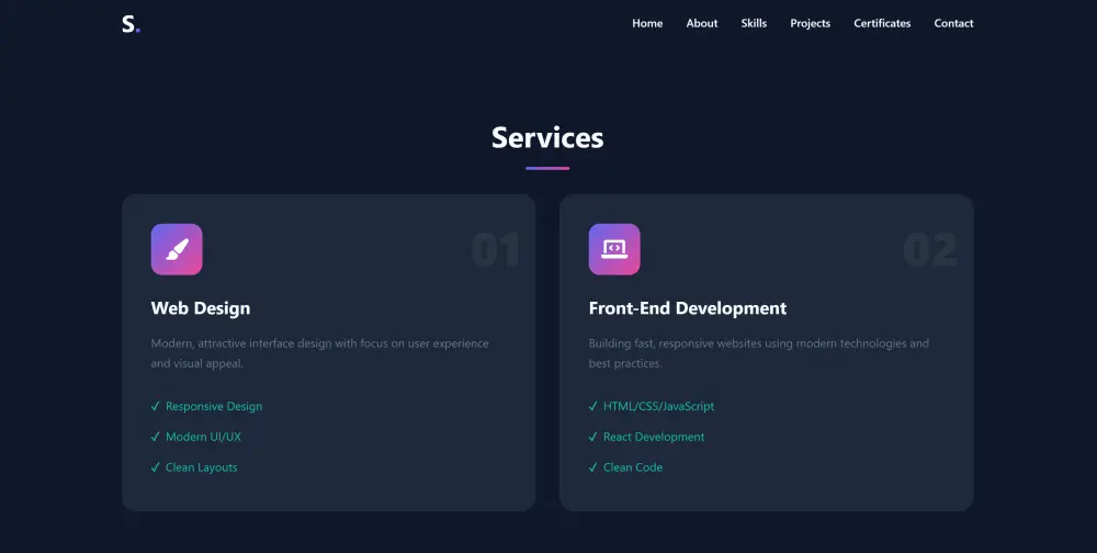 تصميم بورتفوليو (Portfolio) شخصى احترافى بأستخدام HTML , CSS & JS