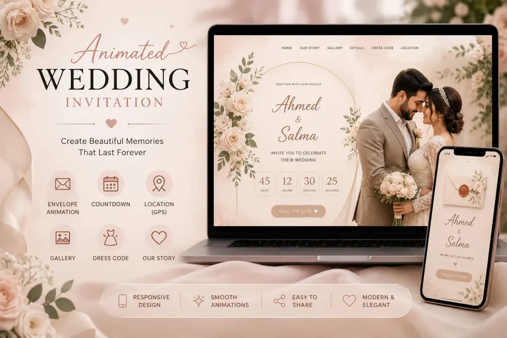 دعوة زفاف الإلكترونية (Wedding Invitation Website)