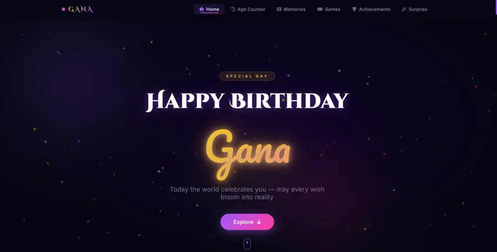 موقع عيد ميلاد تفاعلي واحترافي مع ألعاب وأنيميشن مميز  (A Birthday Web)