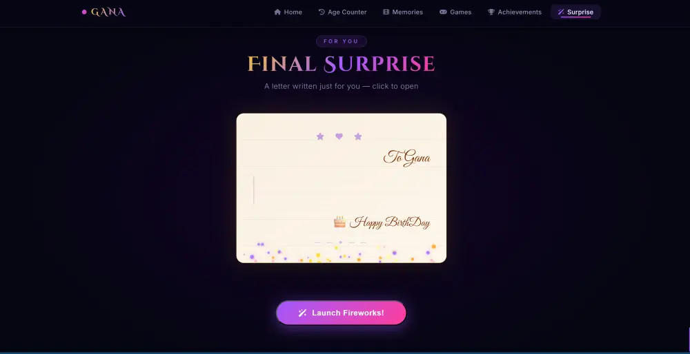 موقع عيد ميلاد تفاعلي واحترافي مع ألعاب وأنيميشن مميز  (A Birthday Web)