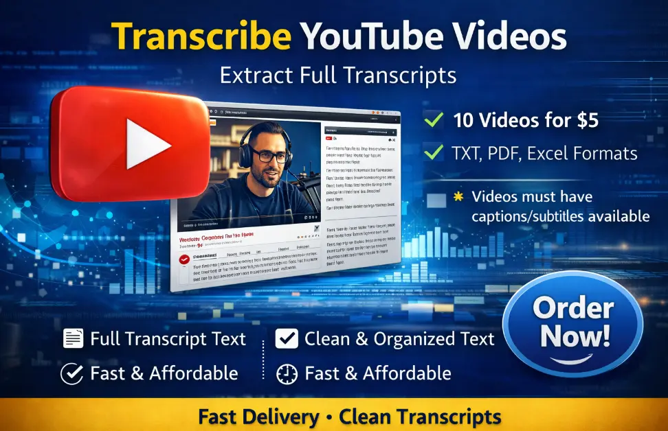 استخراج النص (Transcript) من فيديوهات YouTube