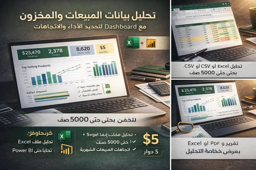 تحليل بيانات المبيعات والمخزون مع Dashboard لتحديد الأداء والاتجاهات