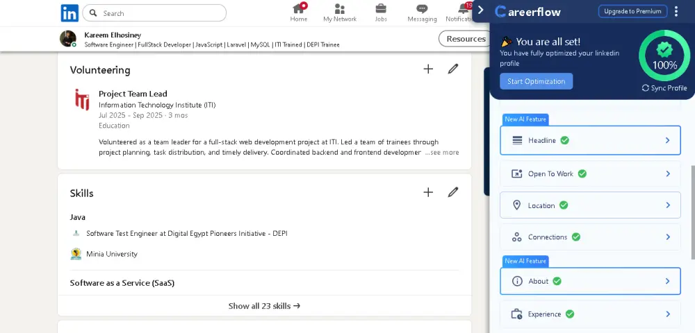 سأقوم بتحسين وتطوير حسابك على LinkedIn لزيادة فرص التوظيف والظهور الاحترافي