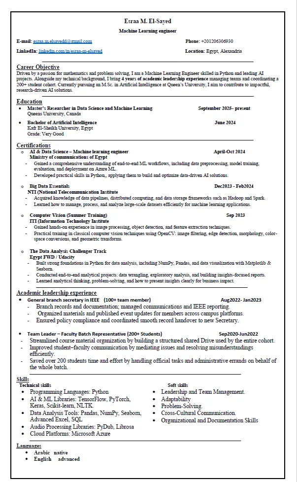 إعداد سيرة ذاتية (CV) احترافية مخصصة لسوق العمل والمجال الوظيفي