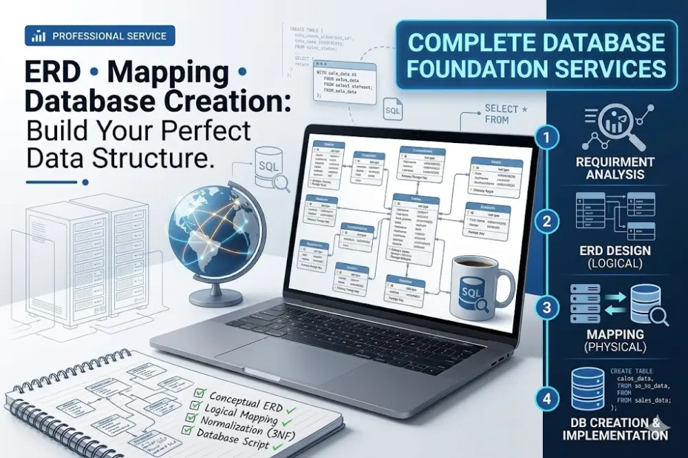 تصميم وبناء قواعد البيانات الاحترافية (ERD, Mapping & SQL Creation)