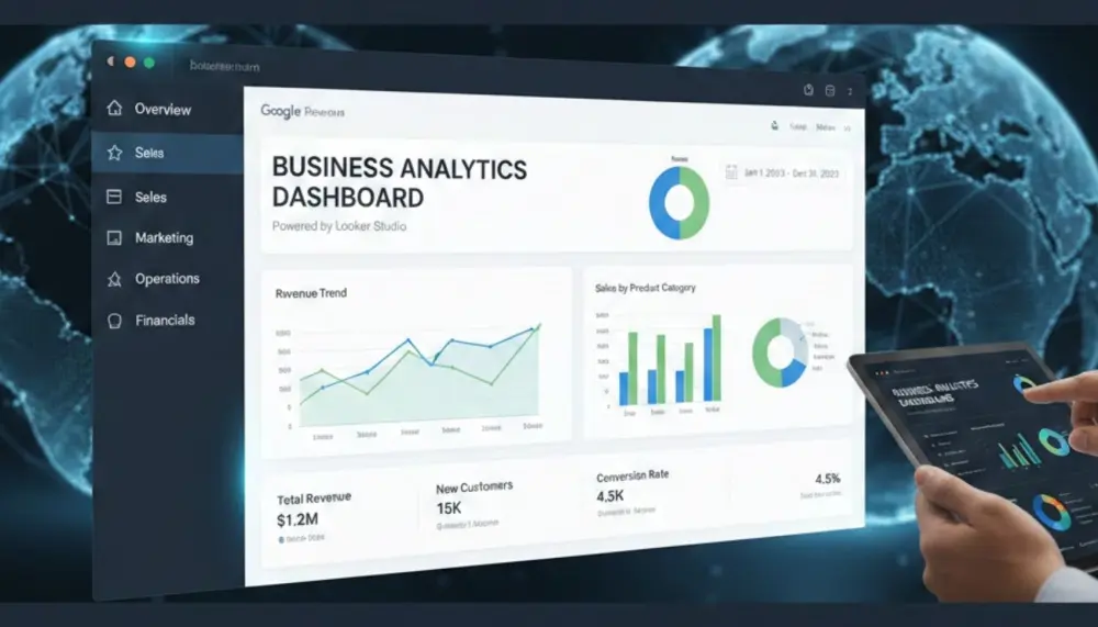 تصميم لوحات بيانات تفاعلية (Dashboards) عبر Looker Studio.