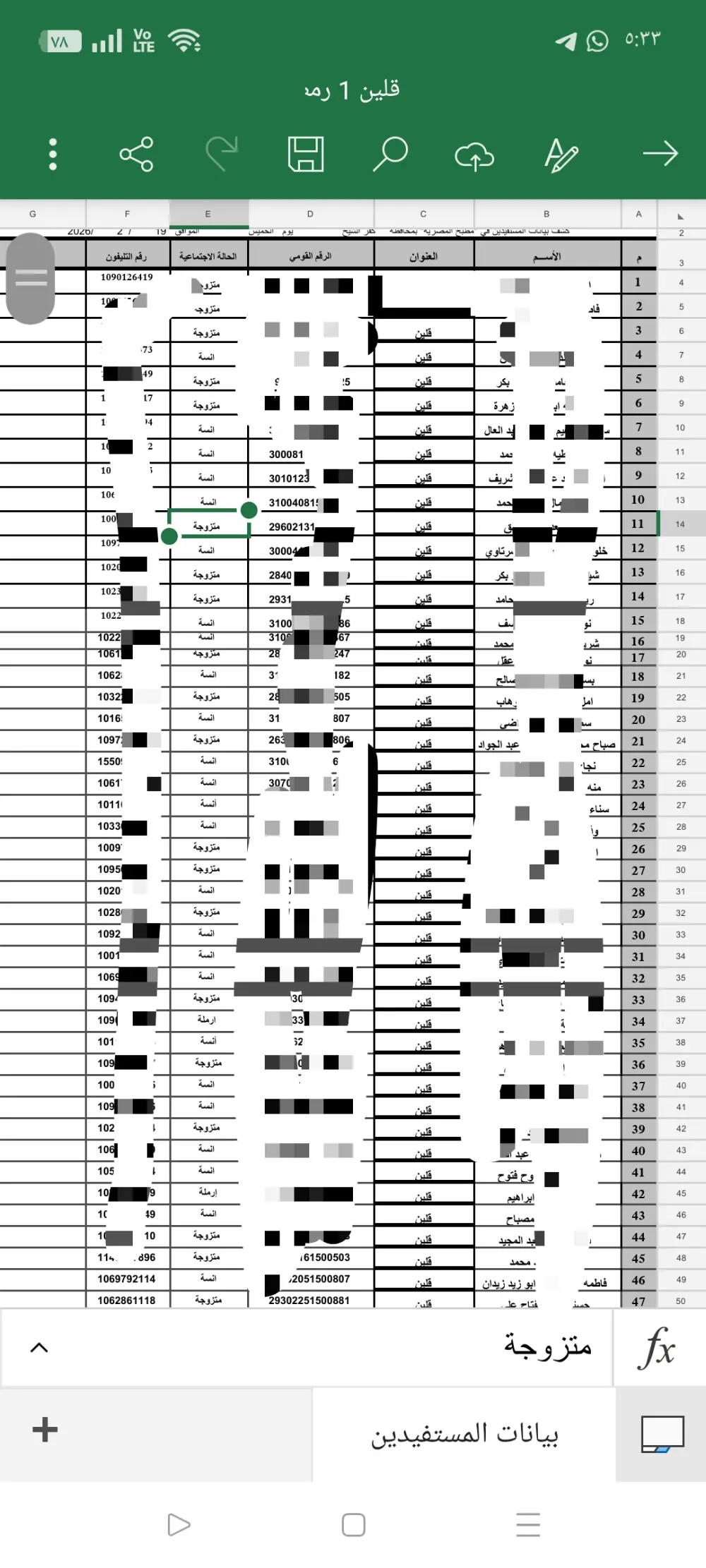 ساقوم بادخال البيانات وعمل ملف اكسيل مكون من صفوف و اعمدة وعدد غير محدود من البيانات